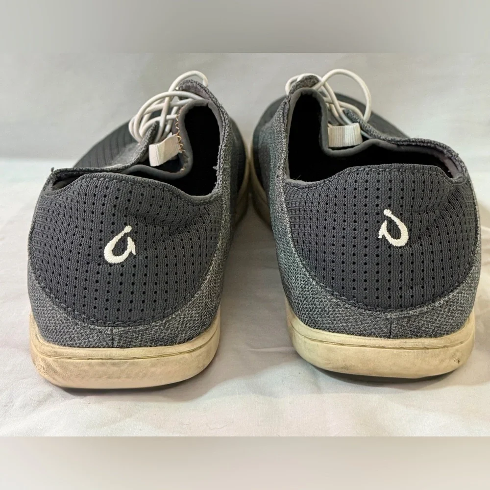 Olukai Nohea Moku Black Gray Mesh Mens Sz 9 Slip on Casual Shoes Beach Boat